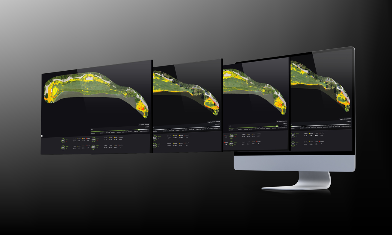 turflogic heatmap of golf course on computer screen